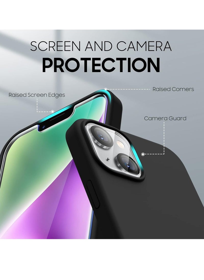 Raxoom iPhone 14 Case - [5 in 1 Set] with 2 Pack Screen Protectors + 2 Pack Camera Lens Protectors, Liquid Silicone Full Body Protection, Shockproof Drop Protection, 6.1 Inch (Black) - Image 2