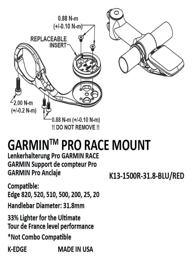 K-Edge | Race Bicycle Computer Mount | for Garmin GPS Devices | Black - Image 2