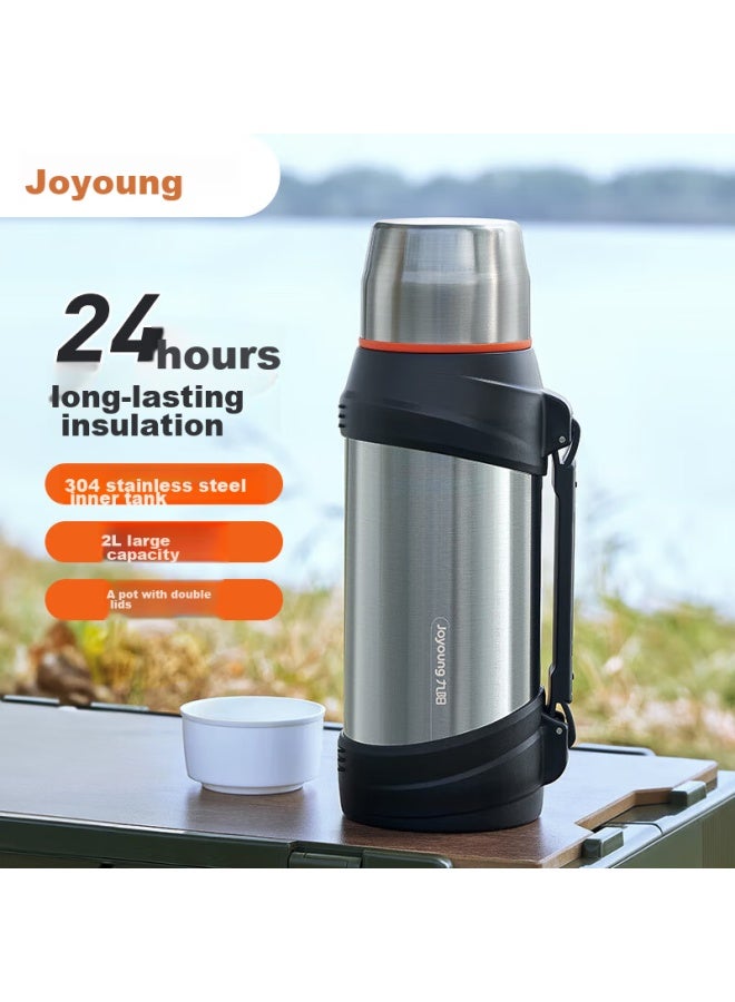 Joyoung Travel Kettle, Insulated Bottle, Stainless Steel, Large Capacity, Thermos, Outdoor Hot Water Kettle, 2l-wr575 - Image 1