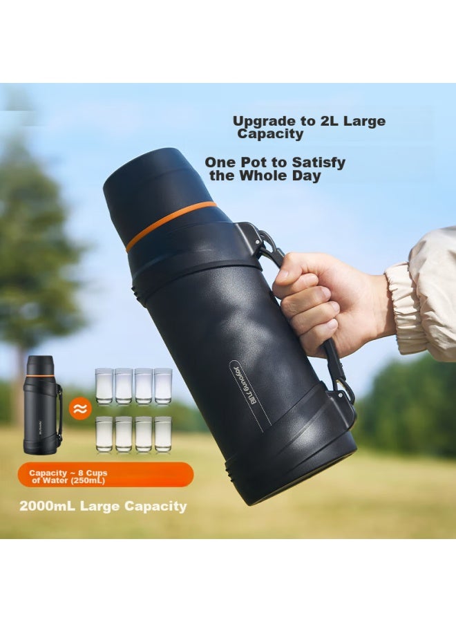 Joyoung Travel Kettle, Insulated Bottle, Stainless Steel, Large Capacity, Thermos, Outdoor Hot Water Kettle, 2l-wr575 - Image 2