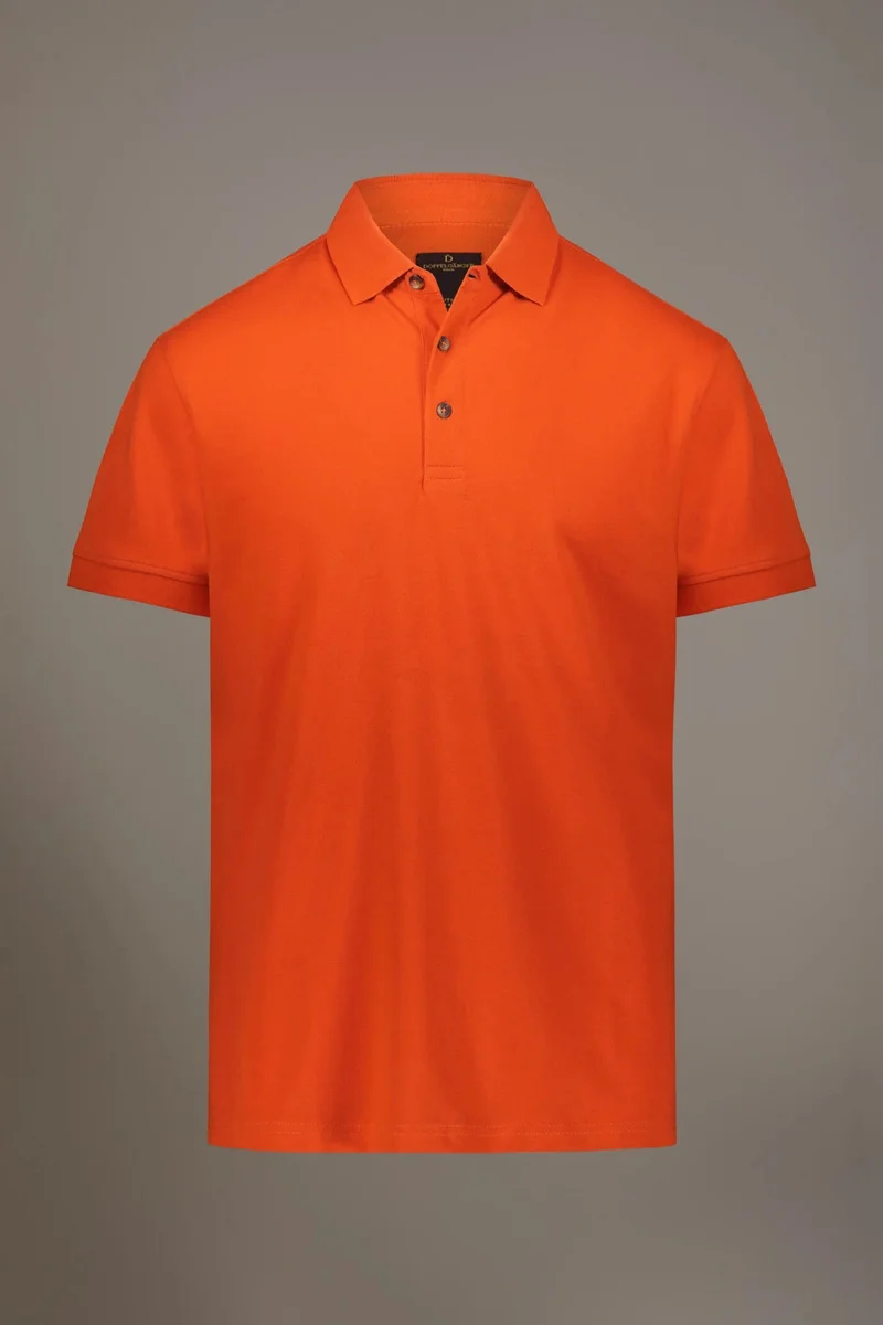 Doppelganger Orange Short sleeve polo 100% cotton piquet - Orange for Men | Best Price UAE