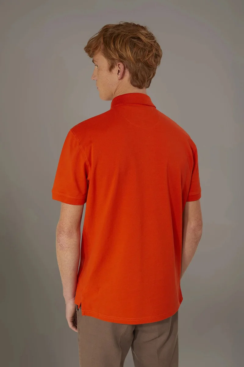 Doppelganger Orange Short sleeve polo 100% cotton piquet - Orange for Men | Best Price UAE