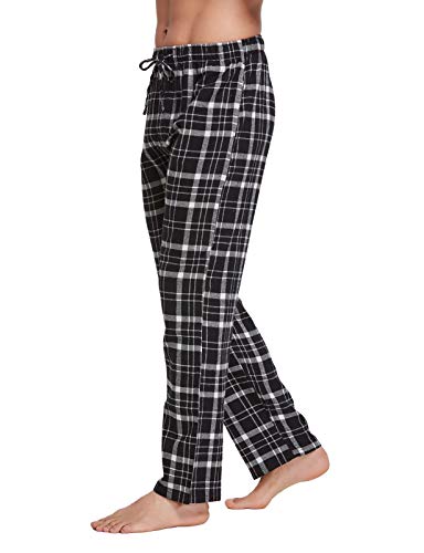 CYZ Men's 100% Cotton Super Soft Flannel Plaid Pajama Pants-BlackWhiteTartan-2XL - Image 2