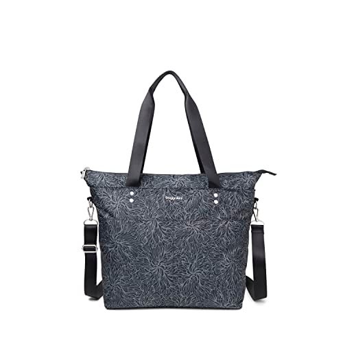 Baggallini Carryall Tote Bag - Crossbody Tote Bag for Women, Midnight Blossom – Medium - Image 1