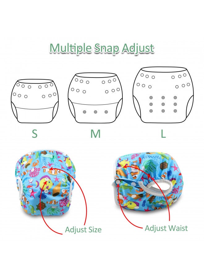 wegreeco Baby & Toddler Snap One Size Adjustable Reusable Baby Swim Diaper (Sea-Elves, Large, 3 Pack) - Image 3