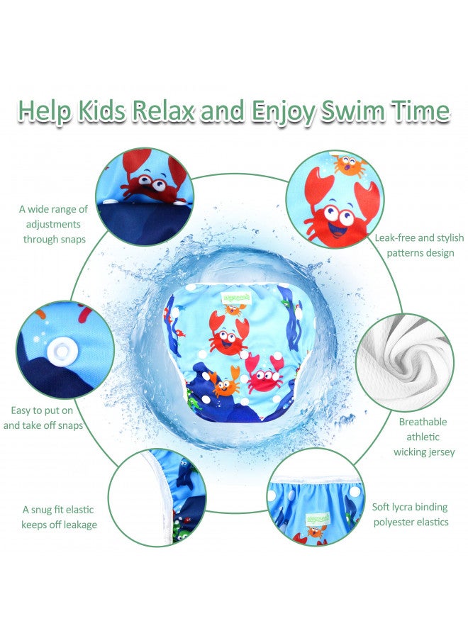 wegreeco Baby & Toddler Snap One Size Adjustable Reusable Baby Swim Diaper (Sea-Elves, Large, 3 Pack) - Image 1