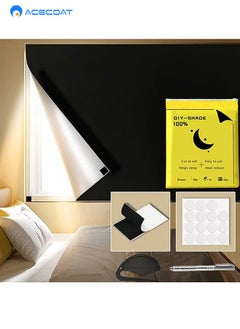 ACECOAT Blackout Curtains for Bedroom, Portable DIY Window Blinds, No Drill Window Shades & Blackout Blinds with Stickers & Tabs for Baby Nursery, Travel, Dorm Room,Office (145CM X 100CM)，Black  - Image 1
