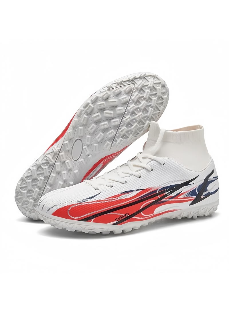 SKT Shiketro High-Top Short Spikes Artificial Turf Soccer Boots for Teenagers and Students, Outdoor Training Sneakers for Men and Women - Image 1