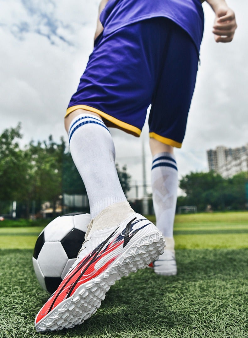 SKT Shiketro High-Top Short Spikes Artificial Turf Soccer Boots for Teenagers and Students, Outdoor Training Sneakers for Men and Women - Image 4