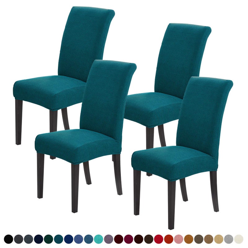 Joccun Chair Covers for Dining Room Set of 4 Dining Chair Slipcovers Stretch Dining Room Chair Covers Seat ProtectorWashable Parsons Chair Cover for HomeBanquetPeacock Blue4 Pack