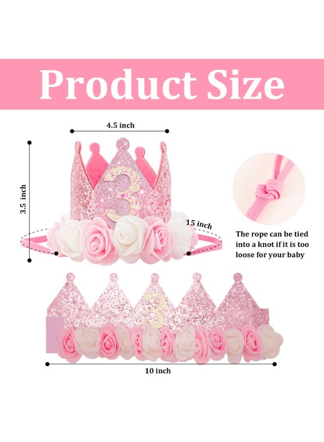 Winner A girl's third birthday crown, sparkling princess 3rd birthday headband, rose party decoration set, pink sequins, sweet 1st birthday gift for a girl, photo props. - Image 5