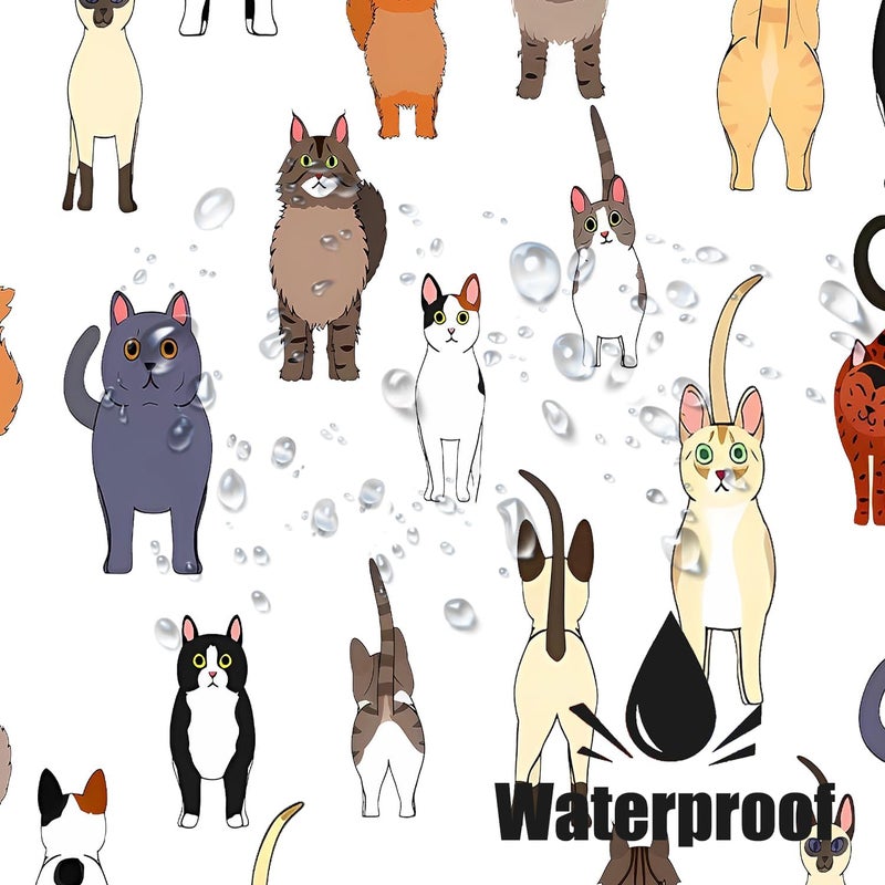 SIMSAN Funny Cat Shower Curtain Fun 60x72 The Bathroom Hang Shade for Bathroom with Pets Paw for Cat Lovers Cute Cartoon Colorful Polyester Fabric Bath Curtain with 12 Plastic Hooks - Image 5