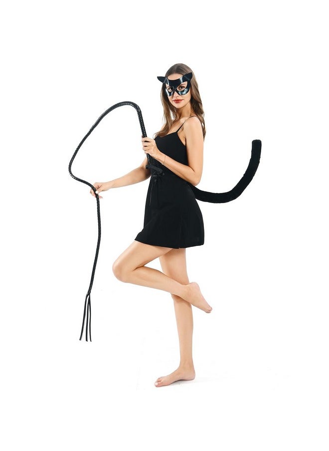 Vividsun - Vividsun Women's Cat Costume Accessories, Cat Mask and Tail for Adult, Carnival, Halloween, Cosplay Party Dress Up (Black) - Image 1