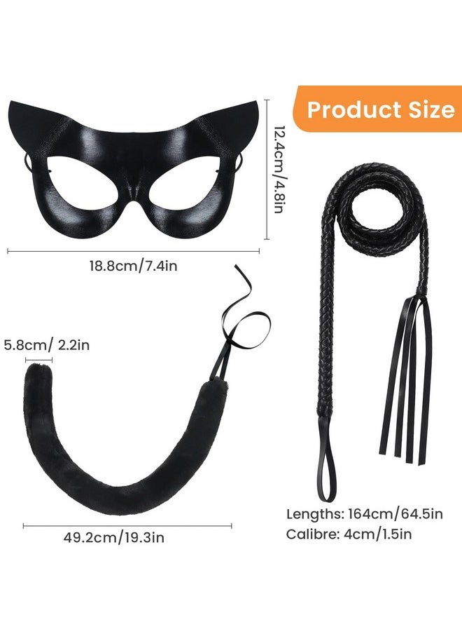 Vividsun - Vividsun Women's Cat Costume Accessories, Cat Mask and Tail for Adult, Carnival, Halloween, Cosplay Party Dress Up (Black) - Image 1