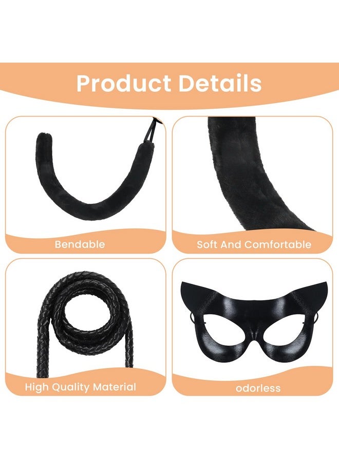 Vividsun - Vividsun Women's Cat Costume Accessories, Cat Mask and Tail for Adult, Carnival, Halloween, Cosplay Party Dress Up (Black) - Image 1