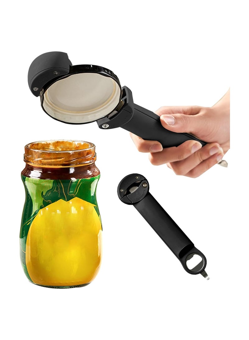 SYOSI Multifunctional Retractable Bottle Opener, Portable Opener Adjustable Manual Jar Opener, Stainless Steel Non-Slip Grip Tin Opener for Daily Life, Weak Hands, Children, Elderly, Black - Image 1