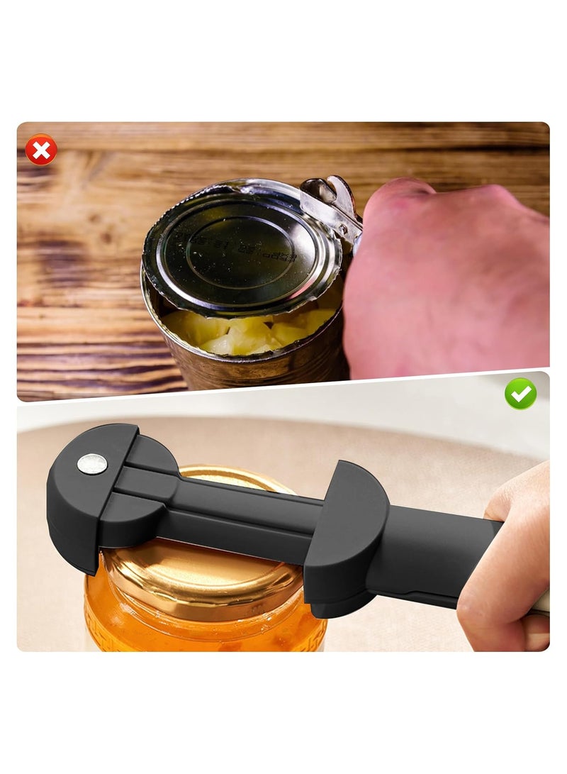 SYOSI Multifunctional Retractable Bottle Opener, Portable Opener Adjustable Manual Jar Opener, Stainless Steel Non-Slip Grip Tin Opener for Daily Life, Weak Hands, Children, Elderly, Black - Image 2