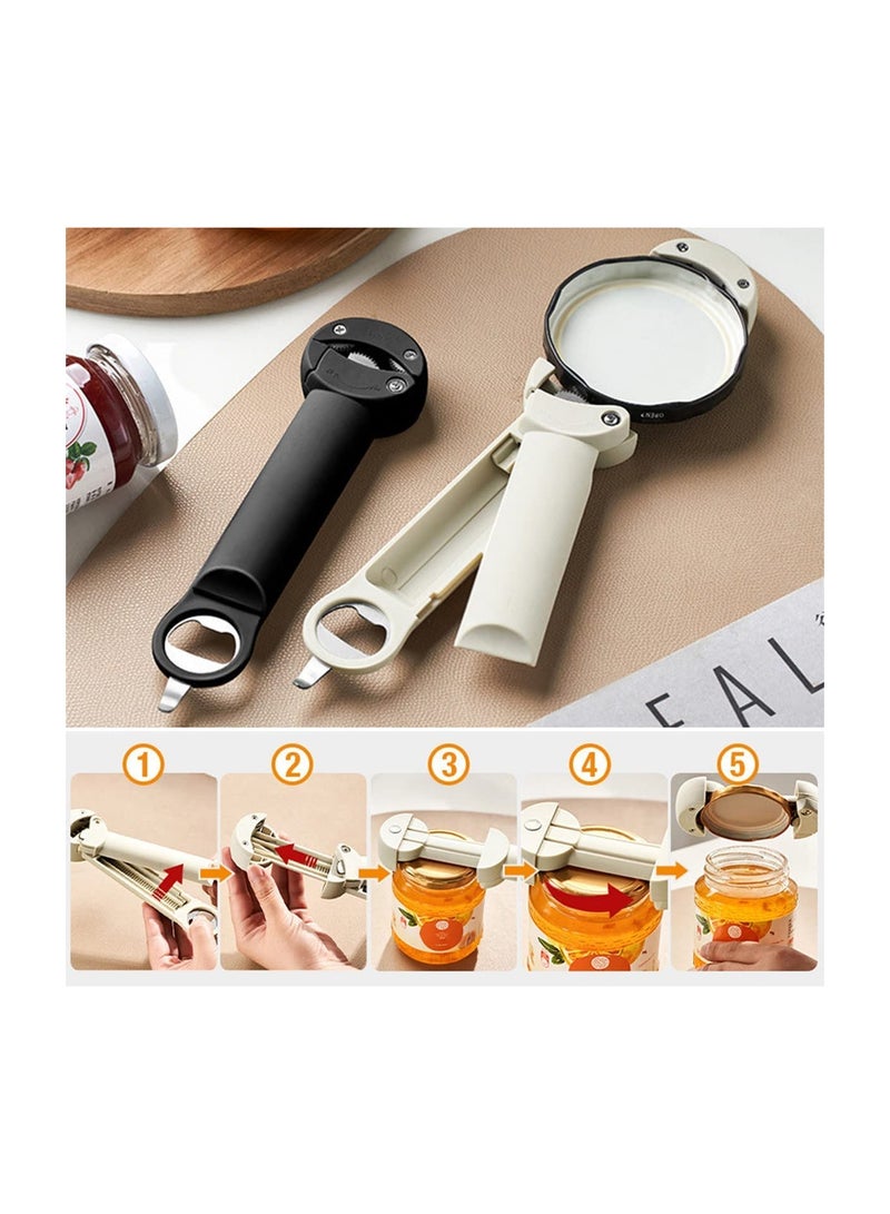 SYOSI Multifunctional Retractable Bottle Opener, Portable Opener Adjustable Manual Jar Opener, Stainless Steel Non-Slip Grip Tin Opener for Daily Life, Weak Hands, Children, Elderly, Black - Image 5