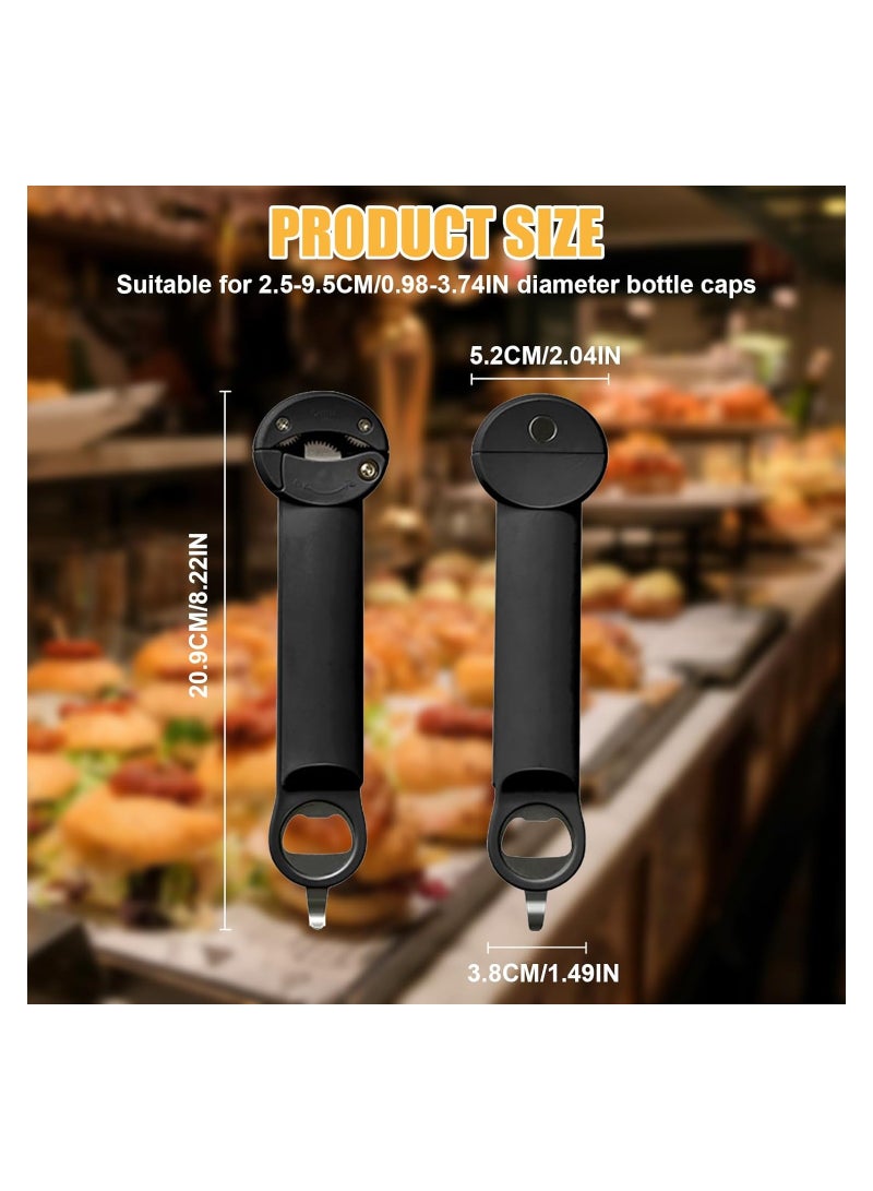 SYOSI Multifunctional Retractable Bottle Opener, Portable Opener Adjustable Manual Jar Opener, Stainless Steel Non-Slip Grip Tin Opener for Daily Life, Weak Hands, Children, Elderly, Black - Image 4
