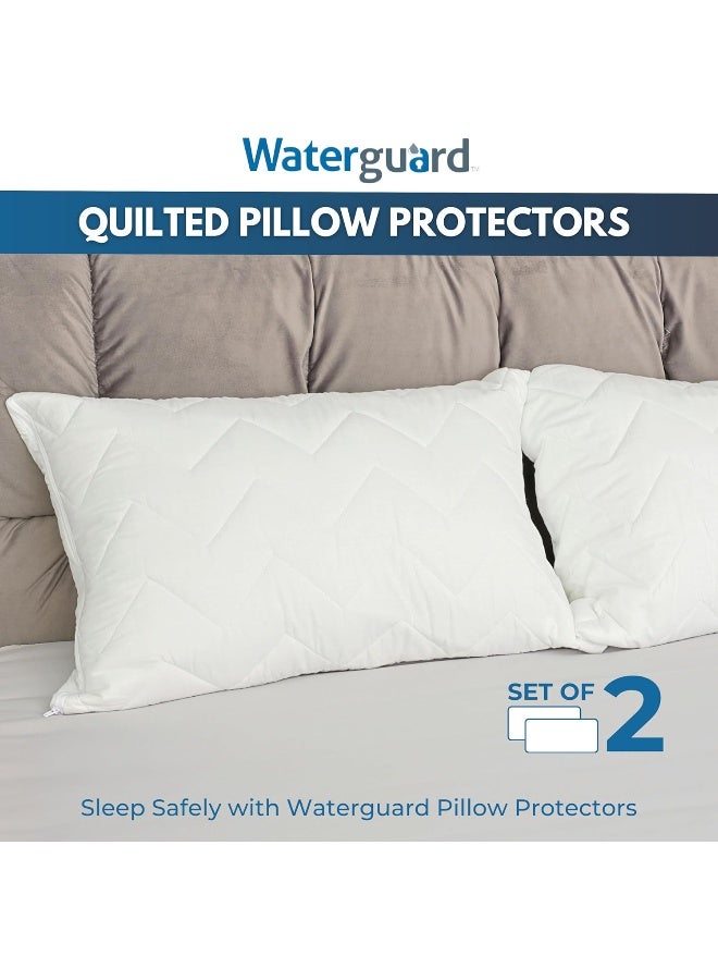 Waterguard Quilted Pillow Protector  Waterproof and Bed Bug Proof Standard Size Zippered Pillow Protector  Luxury Designed Pillowcases Protects Pillows from Dirt Dust Mites Stains  Spills - Image 5
