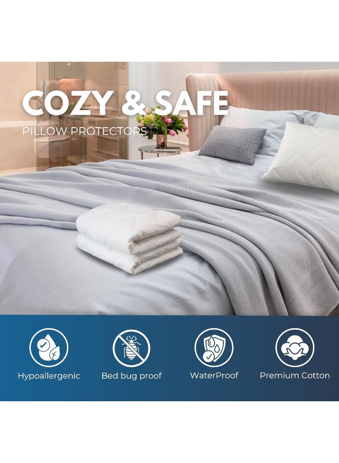 Waterguard Quilted Pillow Protector  Waterproof and Bed Bug Proof Standard Size Zippered Pillow Protector  Luxury Designed Pillowcases Protects Pillows from Dirt Dust Mites Stains  Spills - Image 2