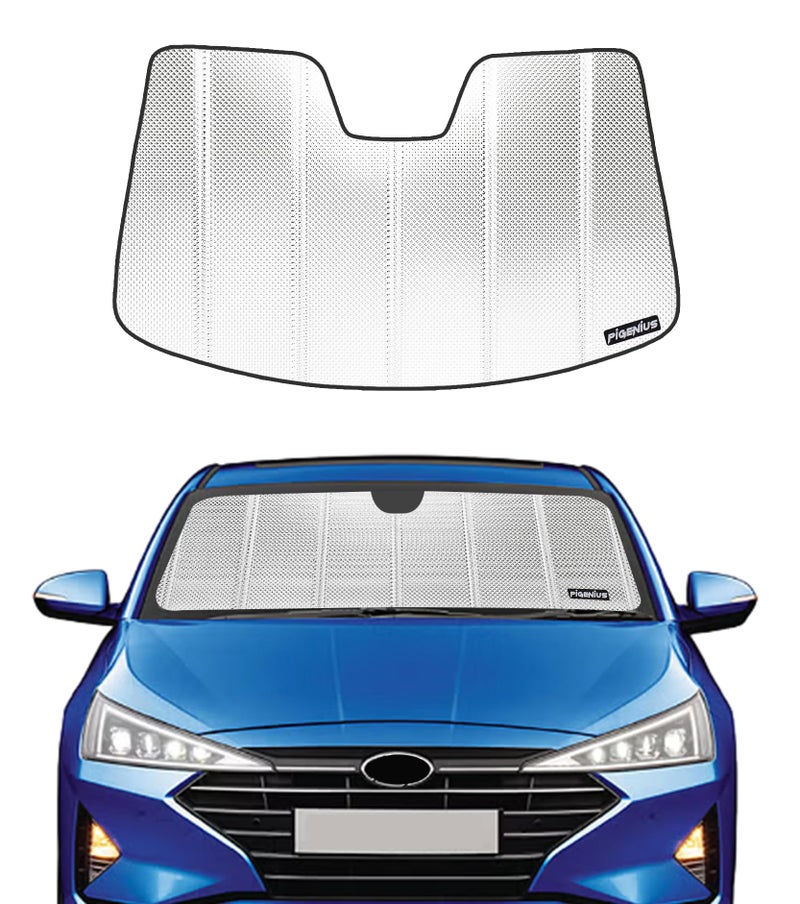 Pigenius Windshield Sun Shade for Hyundai Elantra 20172020 Without Rearview Mirror Mounted Camera Reflective Aluminum Film Front Window Sunshade BLAZBLOCK