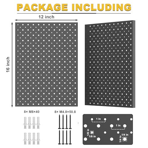 Ultrawall Metal Pegboard Panels, Pegboard Wall Organizer, Black Peg Boards for Wall, Garage Tool Storage Organization, 12"X16", 2pcs - Image 2