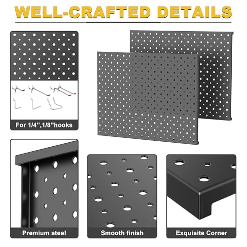 Ultrawall Metal Pegboard Panels, Pegboard Wall Organizer, Black Peg Boards for Wall, Garage Tool Storage Organization, 12"X16", 2pcs - Image 3