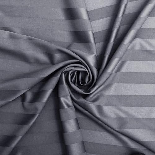 Filymore Super King Size Striped Dark Grey Bedsheet for Double/King Bed Size XXL (108 x 108 inches) with Two King Size Pillow Covers, 300 TC Microfiber Solid Satin Striped Embossed, for King Size Bed. - Image 4