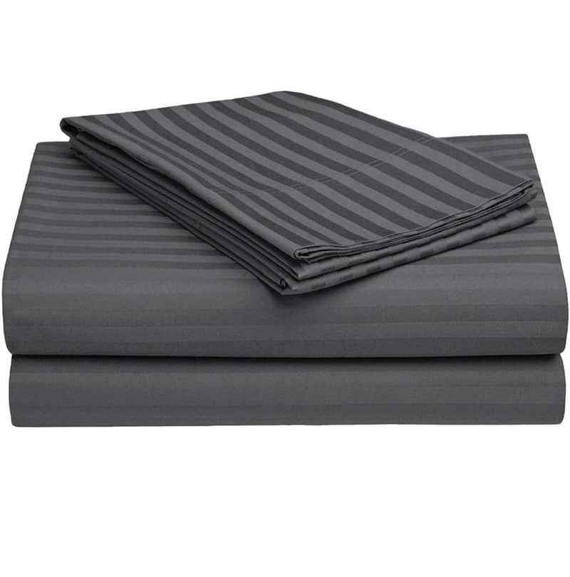 Filymore Super King Size Striped Dark Grey Bedsheet for Double/King Bed Size XXL (108 x 108 inches) with Two King Size Pillow Covers, 300 TC Microfiber Solid Satin Striped Embossed, for King Size Bed. - Image 5