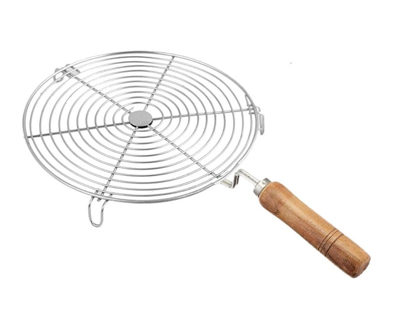 Qebham Roaster Barbecue Net Jali Griller Chapati Toast Grill with Wooden Handle Steaming Cooking and Baking Barbeque Jali for Roti Paneer Jalebi - Image 1