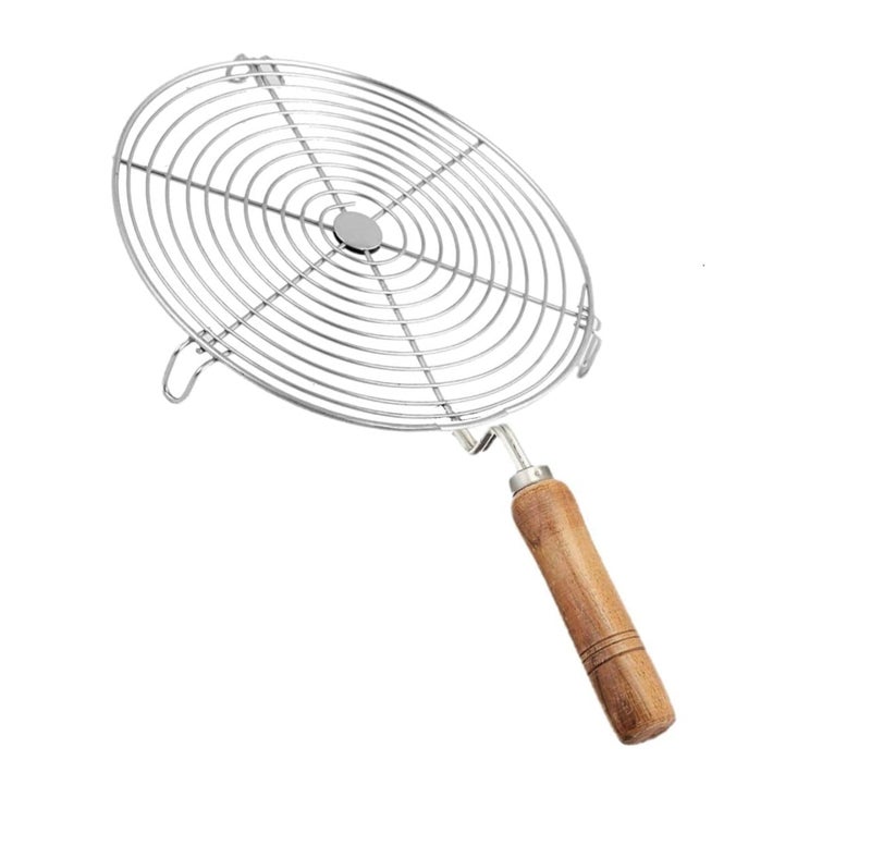 Qebham Roaster Barbecue Net Jali Griller Chapati Toast Grill with Wooden Handle Steaming Cooking and Baking Barbeque Jali for Roti Paneer Jalebi - Image 5