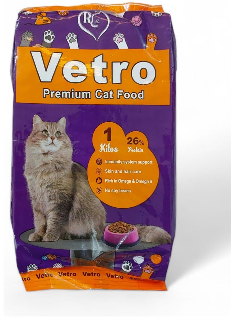 vetro - Dry Food For Cats from VETRO Rich In Vitamins And Minerals And Proportion Of Protein 26% And Omega 6  - Pack 1 Kg - Image 1