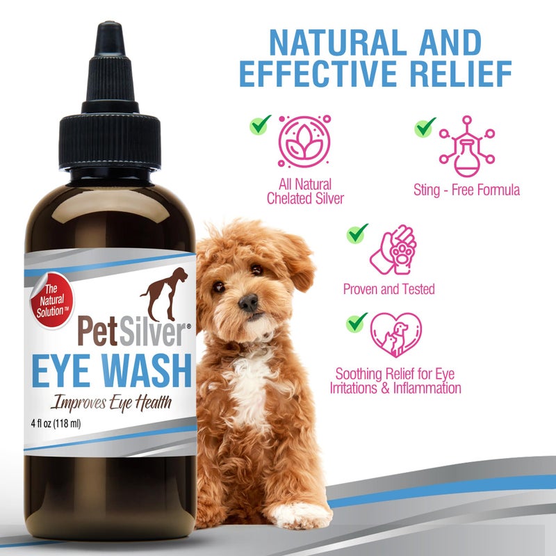 PetSilver Eye Drops for Dogs and Cats - Natural Dog Eye Wash - Relief for Inflammation & Irritation - Pet Eye Cleaner and Tear Stain Remover - Patented Silver Formula - Made in The USA - 4 fl oz - Image 4