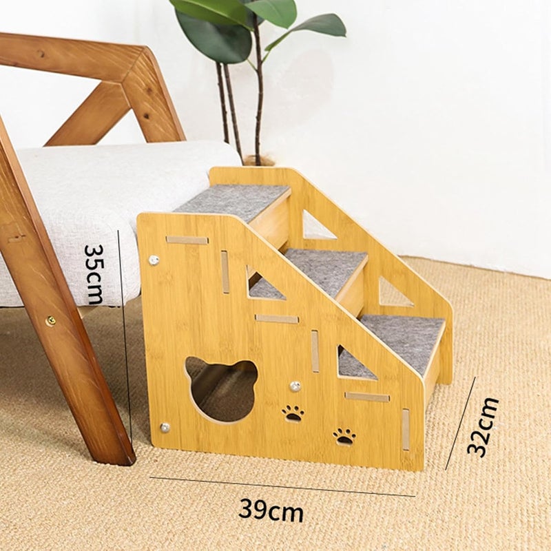 Pet Stairs, Easy to Assemble, Portable, Non-Slip, for Sofa, Car, Older Pets, Cat Loft Bed, 3 Tier - Image 3