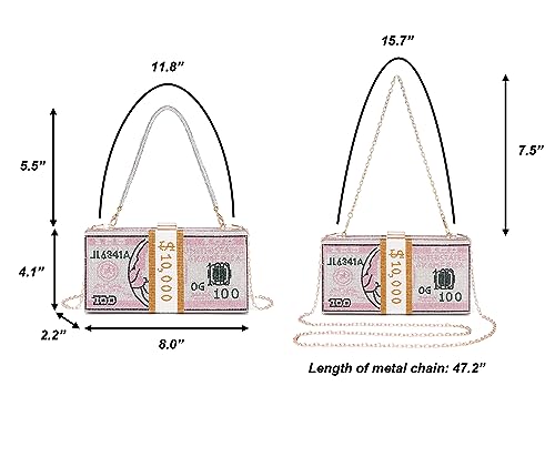 Covelin Dollar Clutch Purse for Women from, Rhinestone Evening Handbag Money Bag Black - Image 3