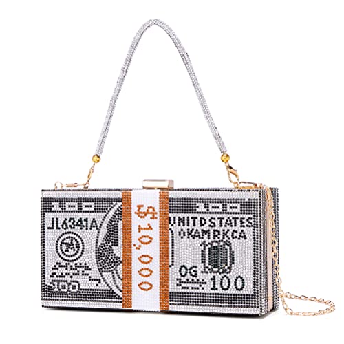 Covelin Dollar Clutch Purse for Women from, Rhinestone Evening Handbag Money Bag Black - Image 1