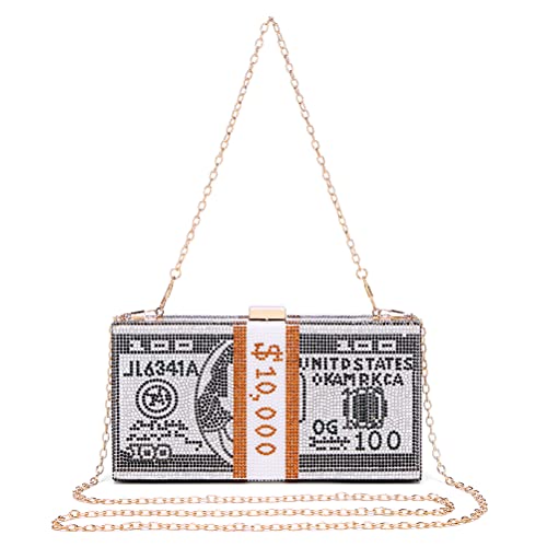 Covelin Dollar Clutch Purse for Women from, Rhinestone Evening Handbag Money Bag Black - Image 4