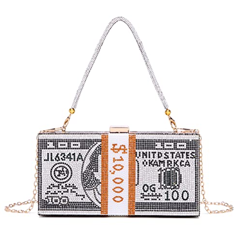 Covelin Dollar Clutch Purse for Women from, Rhinestone Evening Handbag Money Bag Black - Image 2