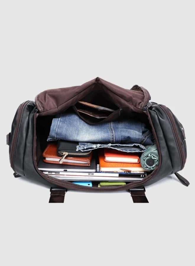 Top Quality PU Leather Fitness Training Bags For Men Large Classic Soft Sports Gym Bags Men's Travel Multifunction Handbag - Image 2