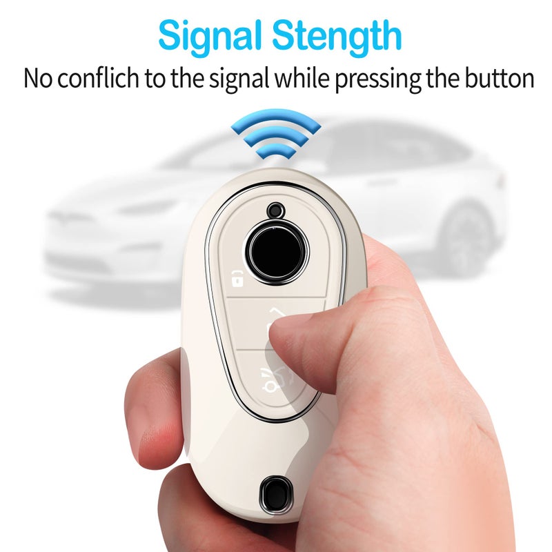 Tukellen for Mercedes Benz Key fob Cover,Special Soft TPU Key Case Key Shell Protector Compatible with 2020-2025 Mercedes Benz S-Class G-Class E-Class EQE EQS -White - Image 4