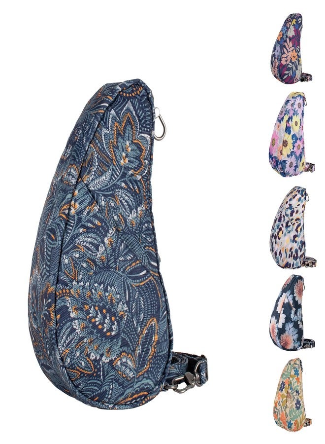 AmeriBag 10" Healthy Back Bag Recycled Poly Print Ergonomic Crossbody Sling Baglett for Everyday Use, Travel & Walking (Rococo) - Image 1