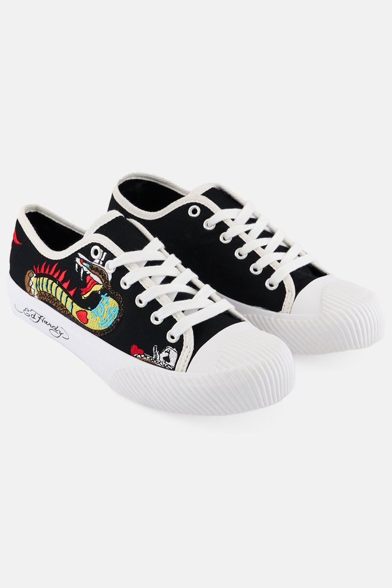 Ed Hardy Women Medium Elexis Lace  Up Casual Shoes, Black Combo - Image 1