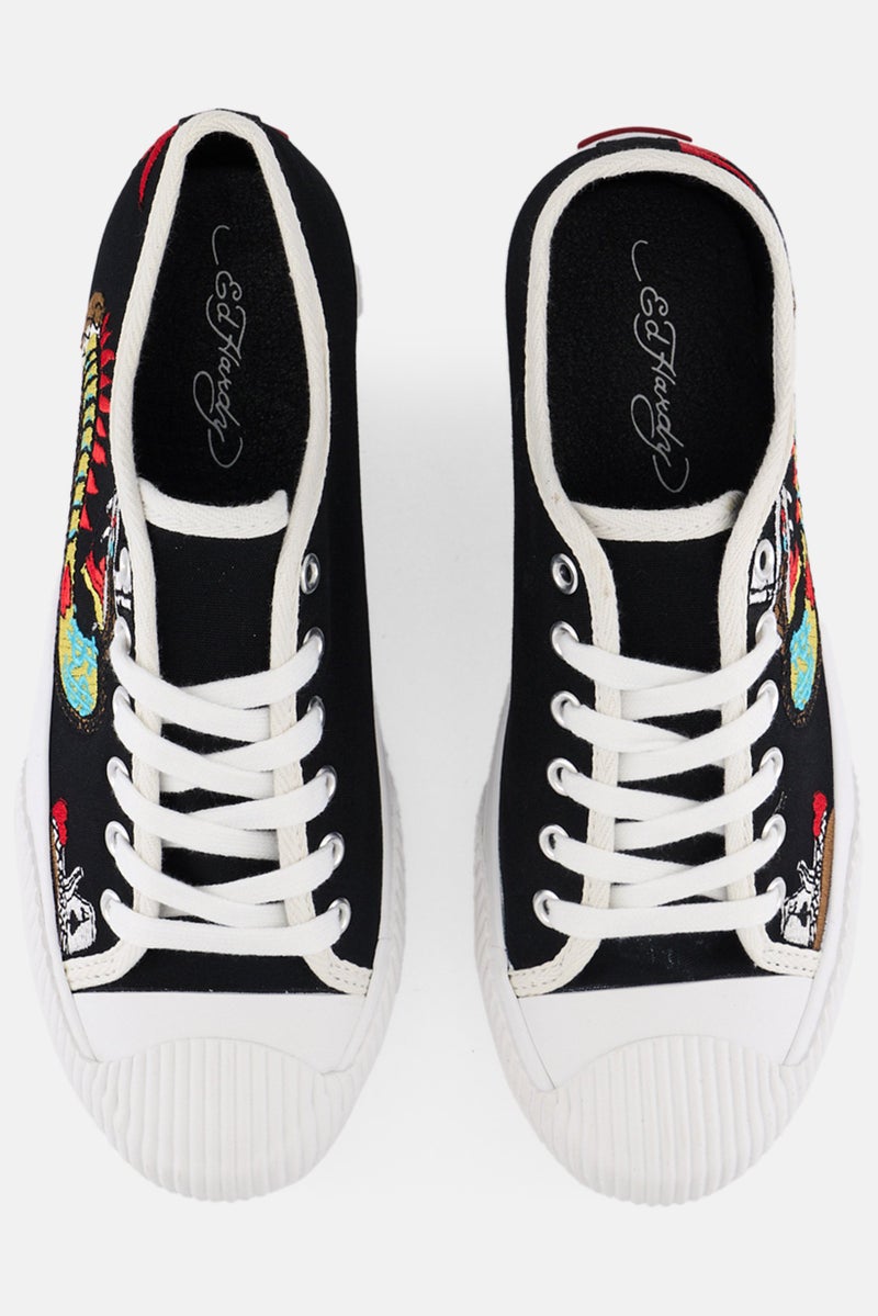 Ed Hardy Women Medium Elexis Lace  Up Casual Shoes, Black Combo - Image 4