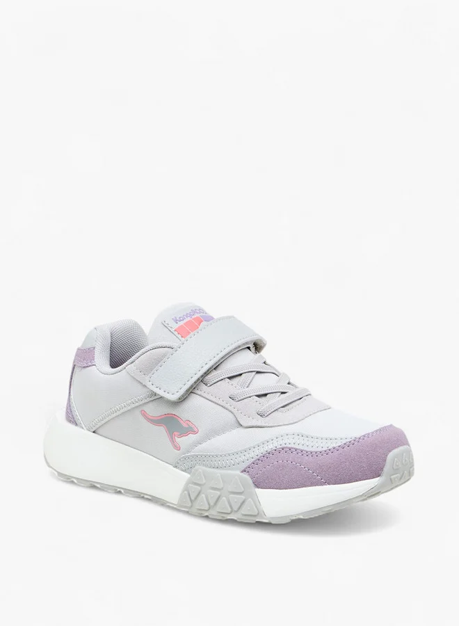 kangaROOS Girls' Colourblock Sports Shoes with Hook and Loop Closure