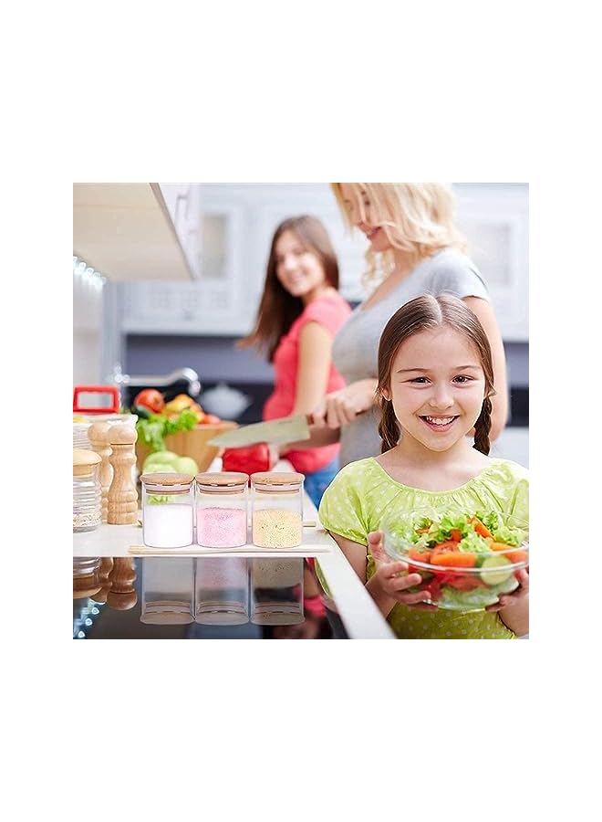 YumLock 200ml Clear Glass Food Storage Containers Set Airtight Food Jars with Bamboo Wooden Lids Kitchen Canisters For Sugar, Candy, Cookie, Rice and Spice Jars Set of 12, KTS03008, Transparent  - Image 5