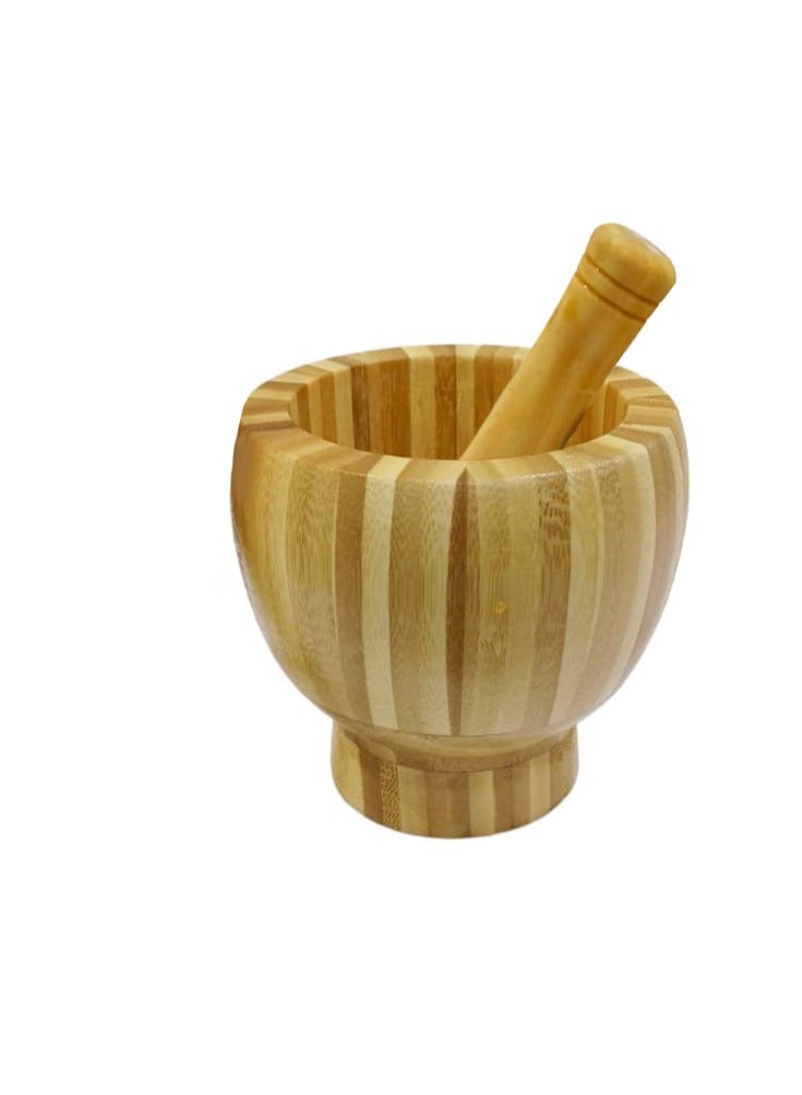 A TO Z Bamboo Wooden Mortar & Pestle 11 cm – Guacamole Bowl, Garlic Pepper Ginger Grinder, Molcajete for Pesto, Spices, and Herbs - Image 2