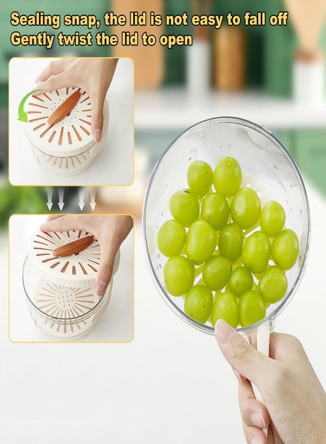JOBVERT Fruit Drainer Container with Handle，Fruit Washing Bowl with Strainer for Kitchen and Fridge， Easy Storage Fruit Washing Bowl with Lockable Lid for Fruit and Vegetable - Image 4