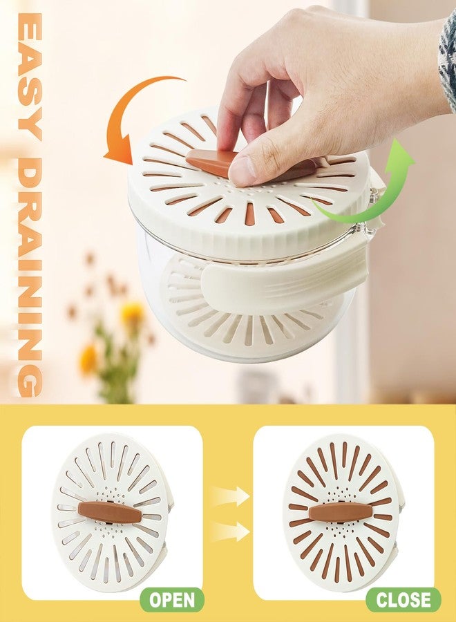 JOBVERT Fruit Drainer Container with Handle，Fruit Washing Bowl with Strainer for Kitchen and Fridge， Easy Storage Fruit Washing Bowl with Lockable Lid for Fruit and Vegetable - Image 5