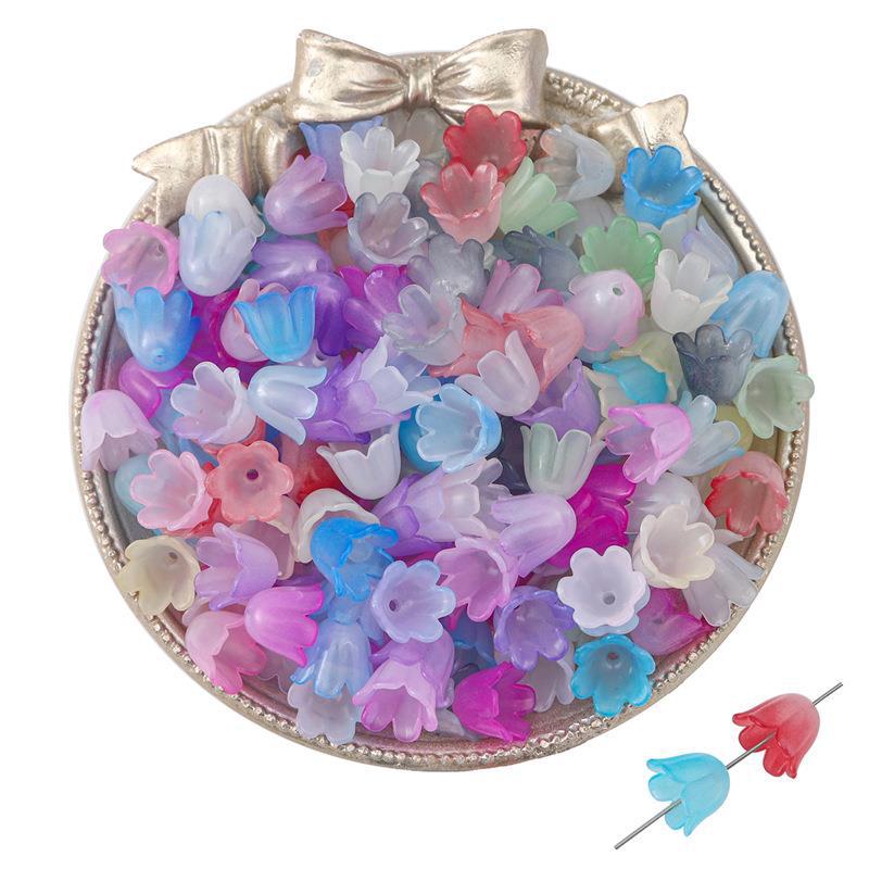 100 simple gradient two-color acrylic lilies antique hair earrings DIY handmade accessories bracelet material Random color mixing 